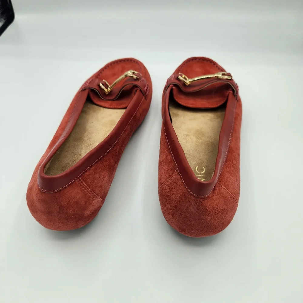 Vionic Kenya‎ Brick Red Suede Horsebit Leather Loafers Women's US 8W